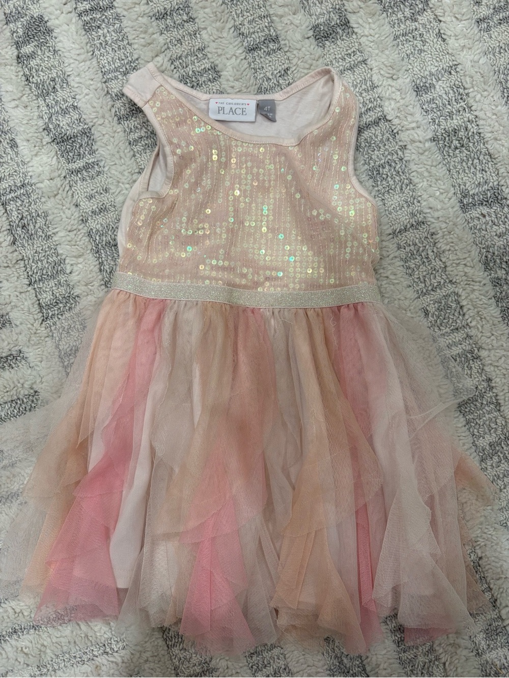 The Children's Place Pink and Peach Sequin Tulle Dance Dress